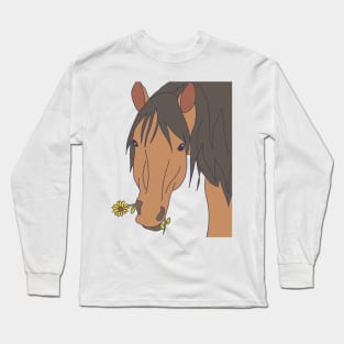 horse holding flower Long Sleeve T-Shirt